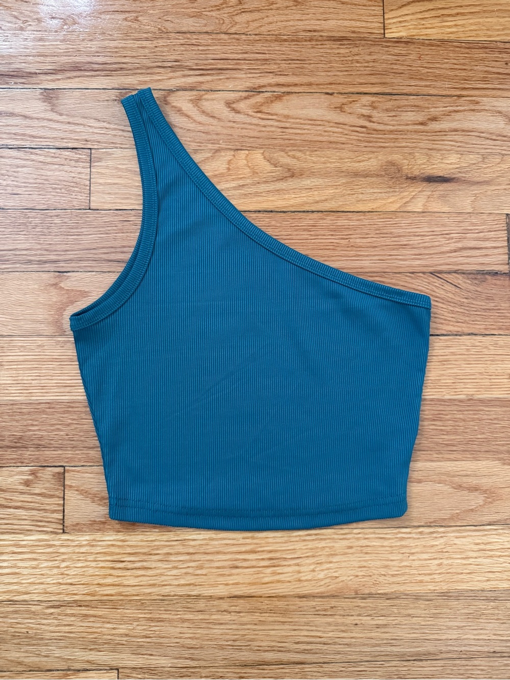 One-Shoulder Teal Crop Top